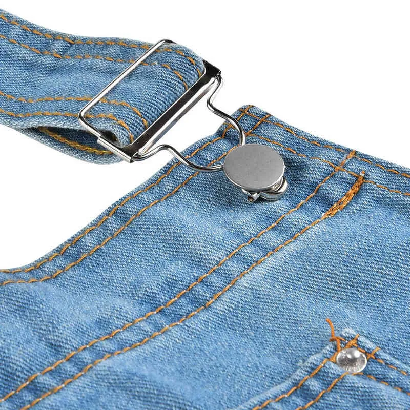 Heren denim bib broek gewassen volledige lengte jeans jumpsuits hiphop rechte jean overalls voor mannen streetwear mannelijke jumpsuit 211202
