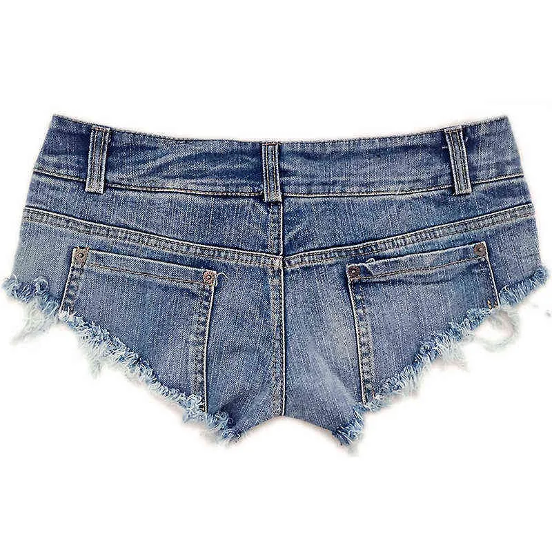 2022 Sexiga Kvinnors Jeans Denim Booty Shorts Clubwear Super Short Feminino Skinny Hole Low Waist Short Y220311