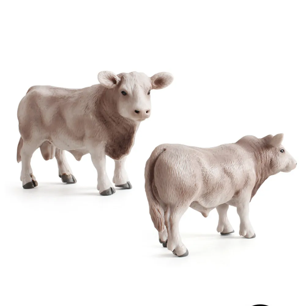 Zoo Farm Fun Cow Action Figure Figurine di animali simulati Modelli in plastica Educativi bambiniGIOCATTOLI Miniature Casa delle bambole 7 pezzi Vendita