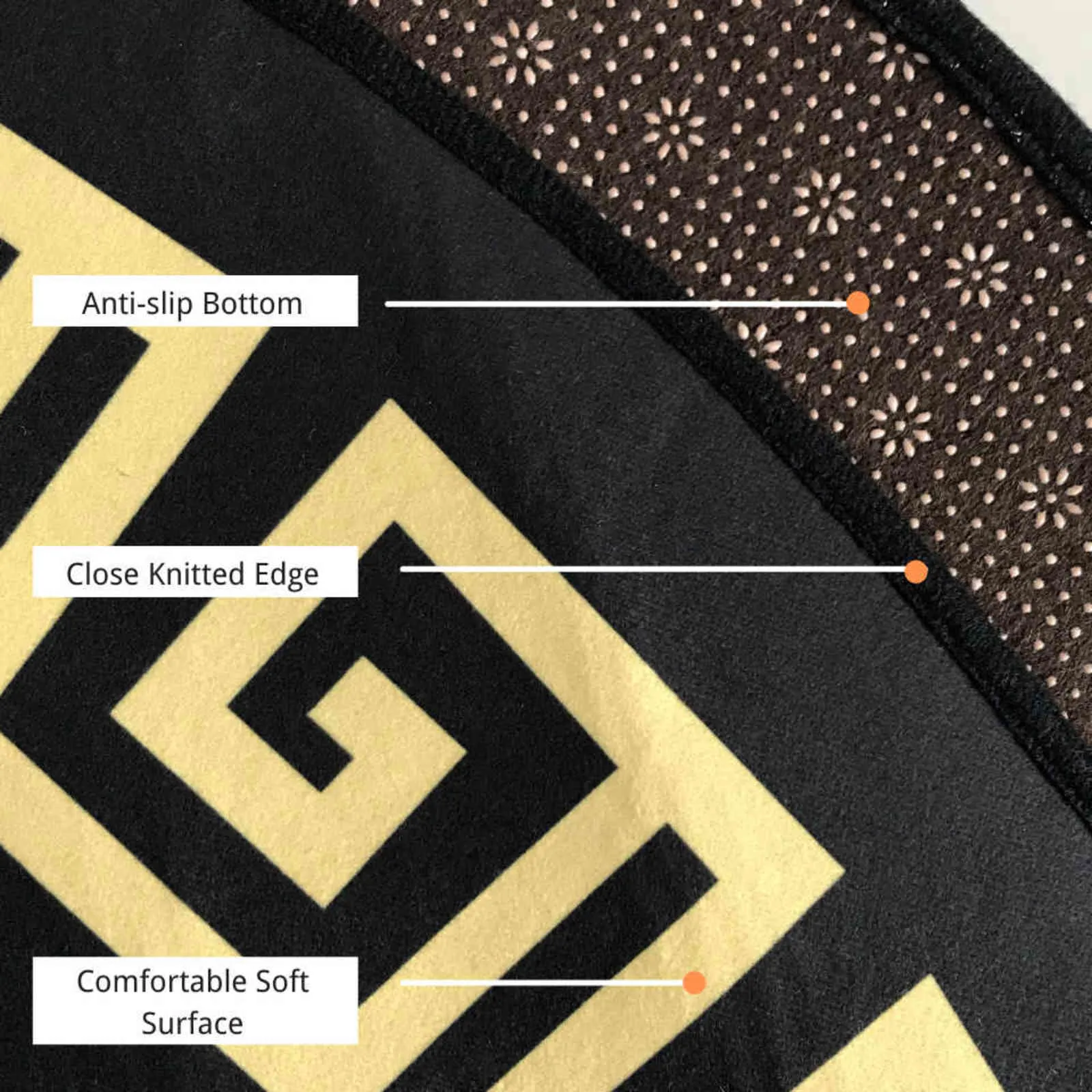 Tappeto di lusso Soggiorno Nero Bianco Oro Tappeti rotondi in stile etnico geometrico europeo la decorazione della camera da letto Tappetino sedia la casa 211124