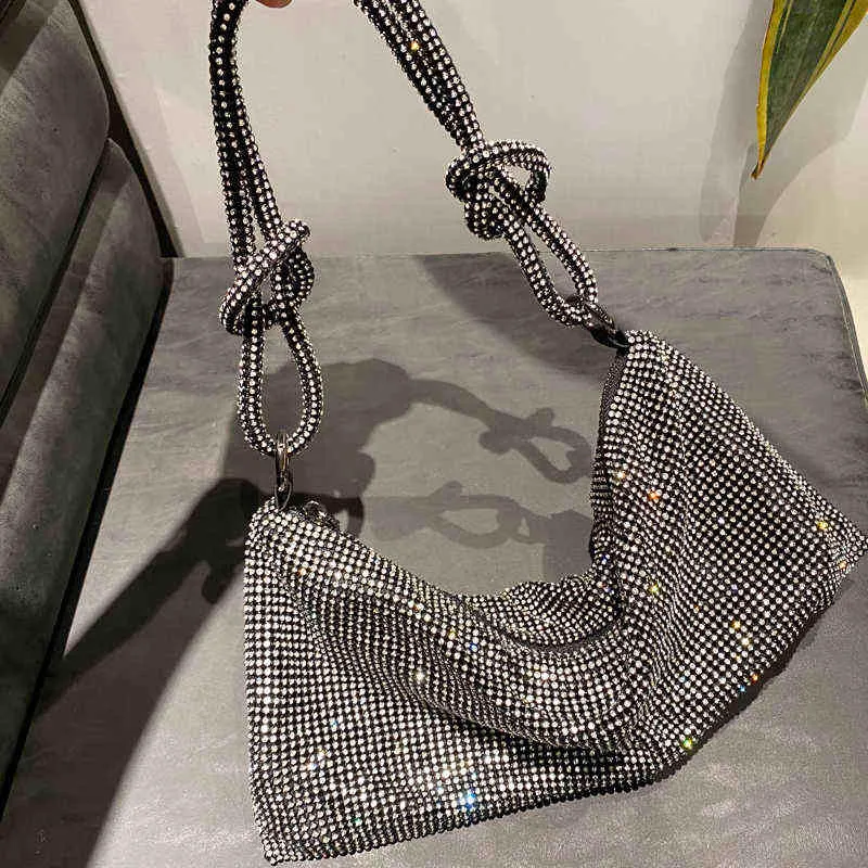 Hantera rhinestones kvällskoppling väska kristall diamanter middag fest bröllop plånböcker och handväska lyx designer tote axelväska h1215