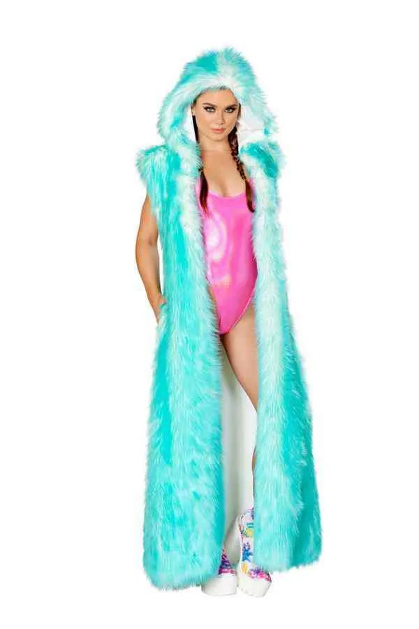 Stage Wear Super Long Led Pelliccia Imitazione Cappotto Tre Colori Led Abbigliamento Donna 211207