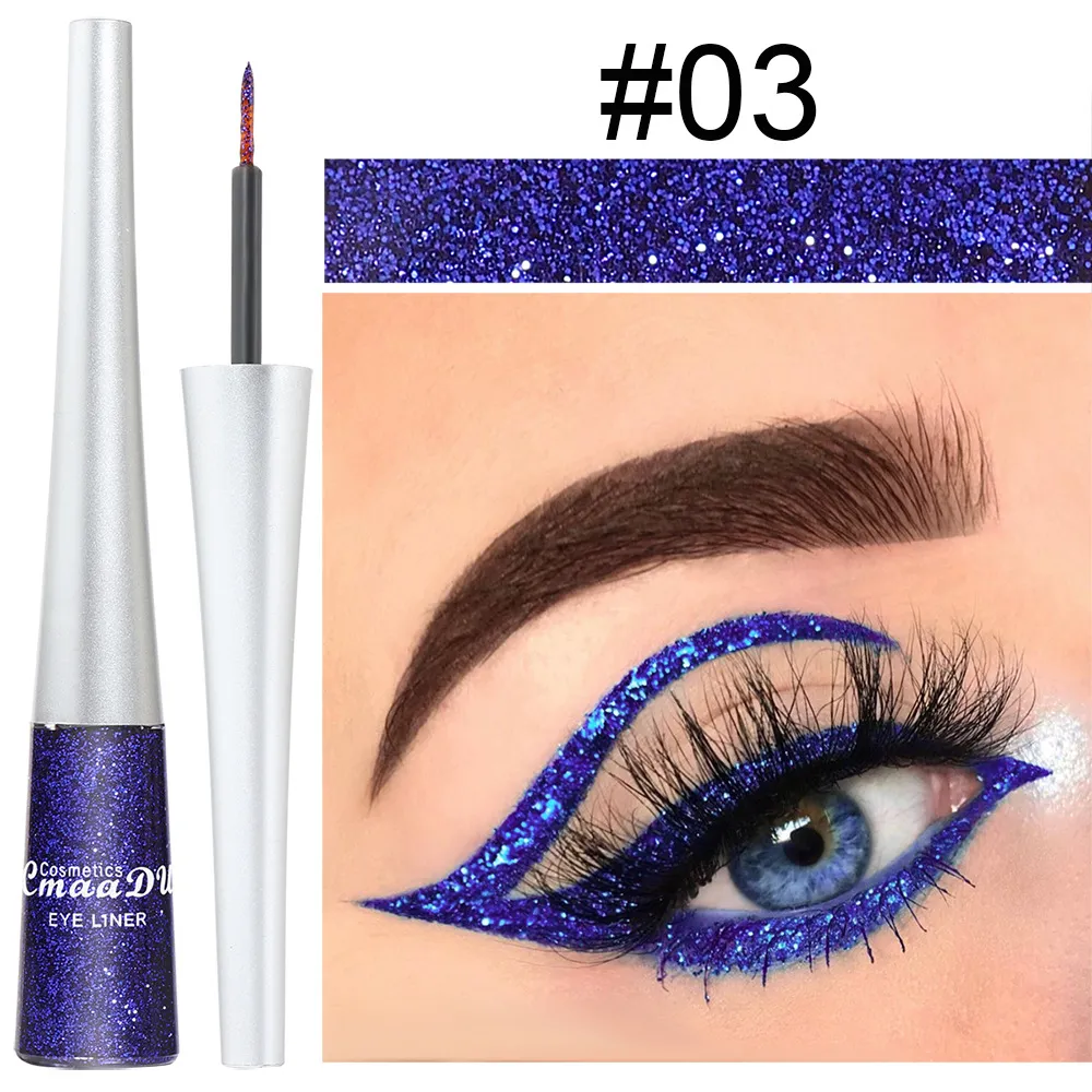 CmaaDu Gekleurde Glitter Eyeliner Dazzling Knipperende Glanzende Eyeliner Pen Wit Blauw Rood Groen Oogmake-up3739986