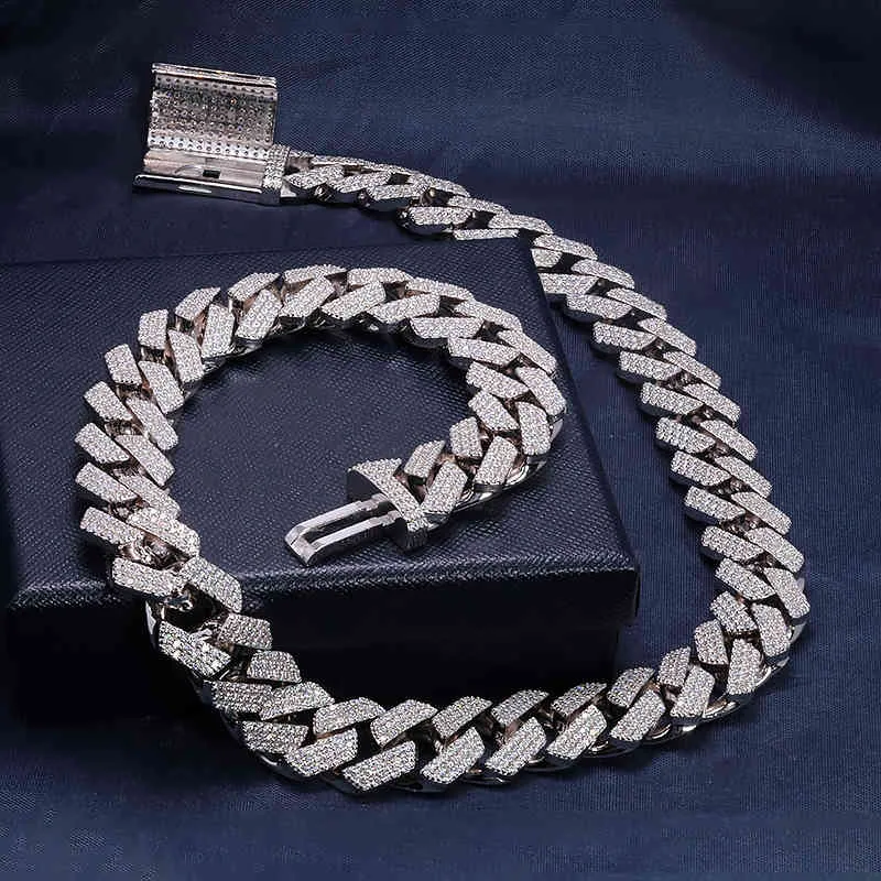 AEAW 18 дюймов из стерлингового серебра 925 пробы с ледяным муассанитом и бриллиантами в стиле хип-хоп, кубинская цепочка, ожерелье Майами, ювелирные изделия для мужчин, X050260L