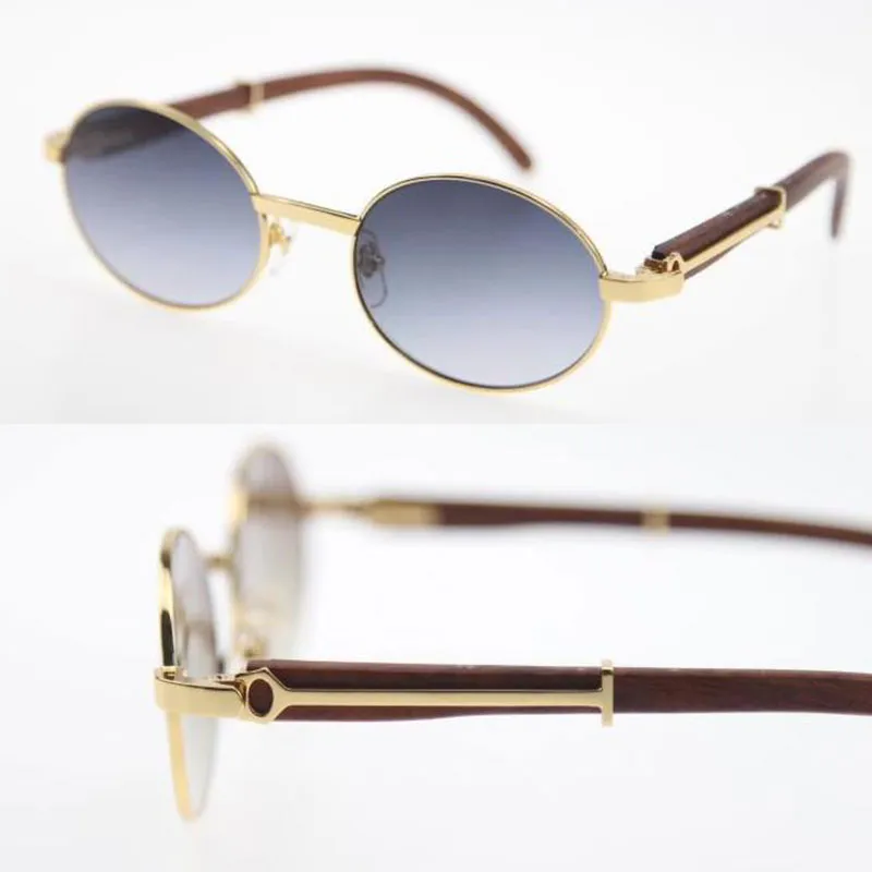 18k Oro limitado Madera Forma ovalada Cara Gafas de sol Gafas Gafas redondas Gafas de madera Hombres mujeres Lente transparente masculina y femenina317s