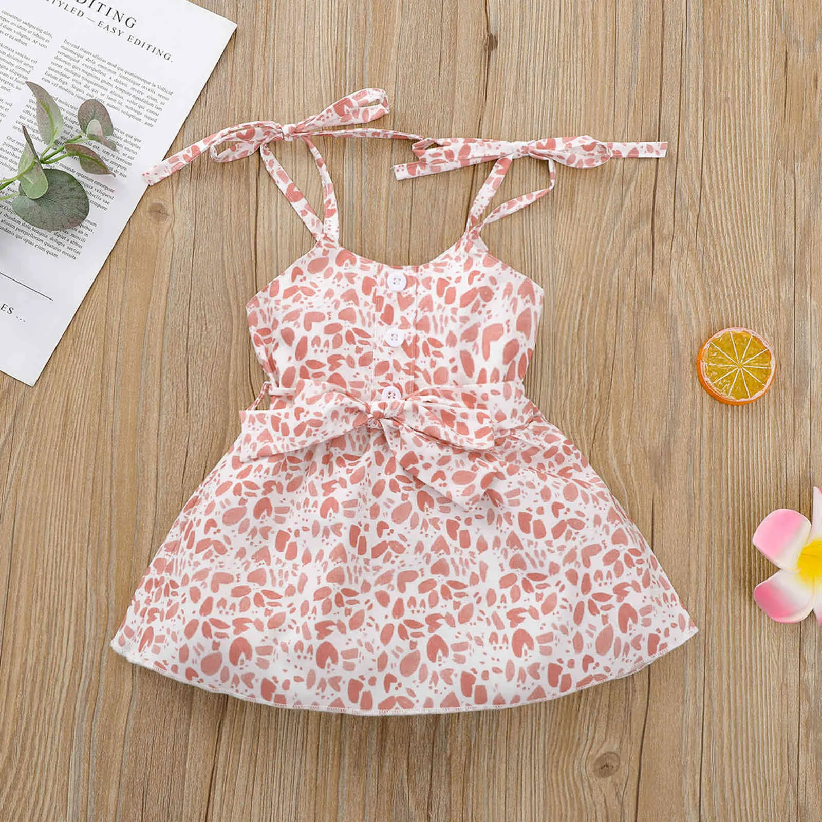 9M-4Y Summer Toddler Kid Girls Leopard Dresses Sleeveless Bow Tutu For Children Costumes 210515