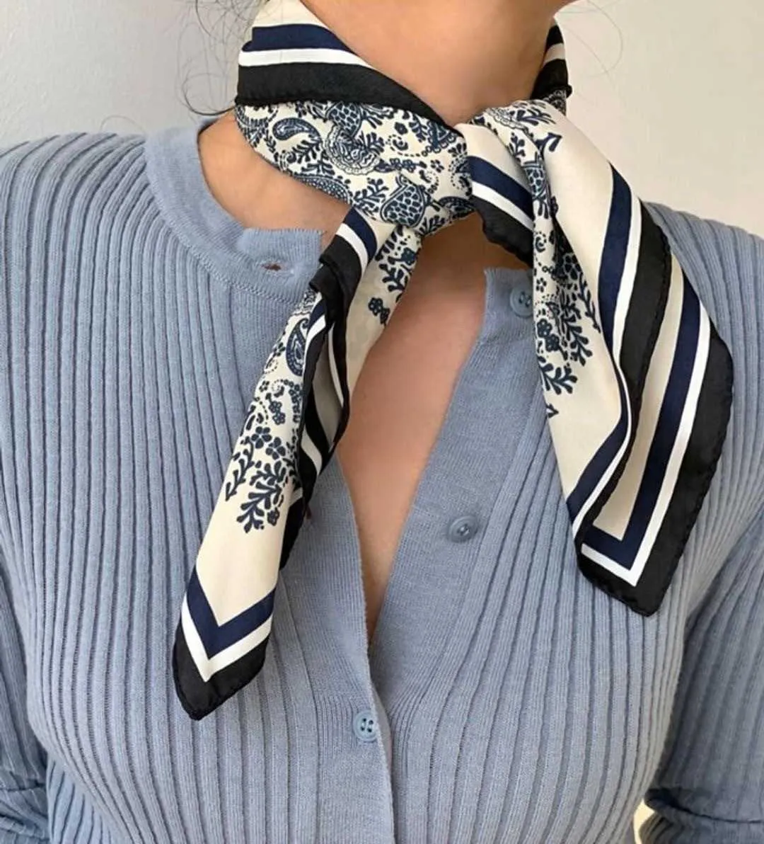 Women Silk Scarf Square Foulard Lady's Neck Hair Scarves Design Bag Scarf Headband Kerchief Fashion Women Girl Hair Band