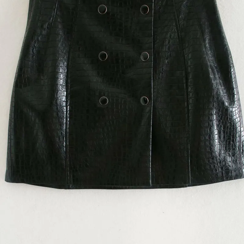 Sommer Frauen PU Beiläufige Röcke Mode Marke Solide Knöpfe Mini Weibliche elegante Straße Schwarz Rock Kleidung 210513