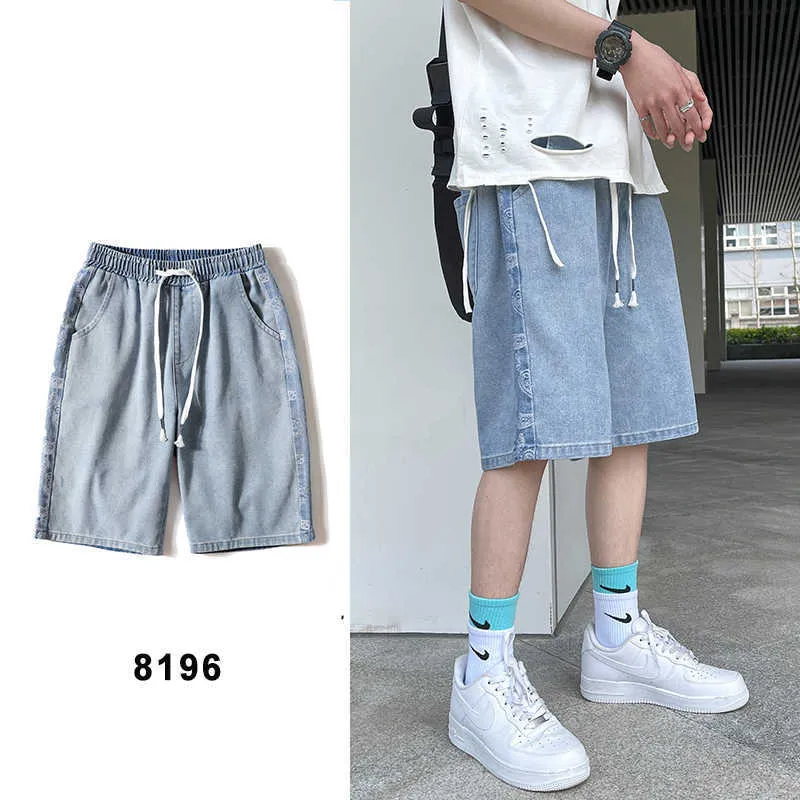Pantaloncini di jeans estivi Uomo Moda Streetwear Hip Hop Jeans larghi Pantaloni maschili al ginocchio Jean 5XL 210714