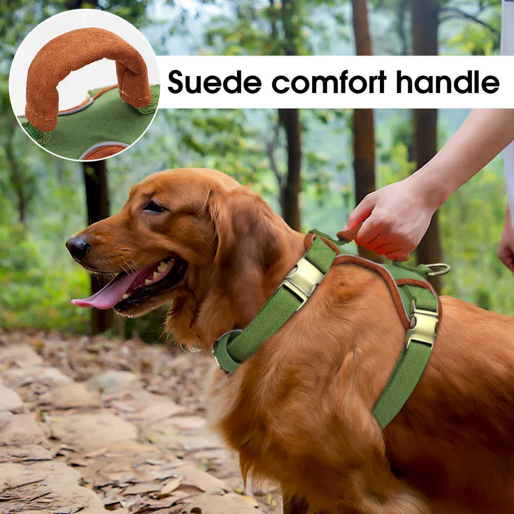 Adjustable Reflective Dog Harness With Handle Pet Big Dog Walking Training Chest Strap Vest For Medium Large Dog Pitbull Bulldog 210729