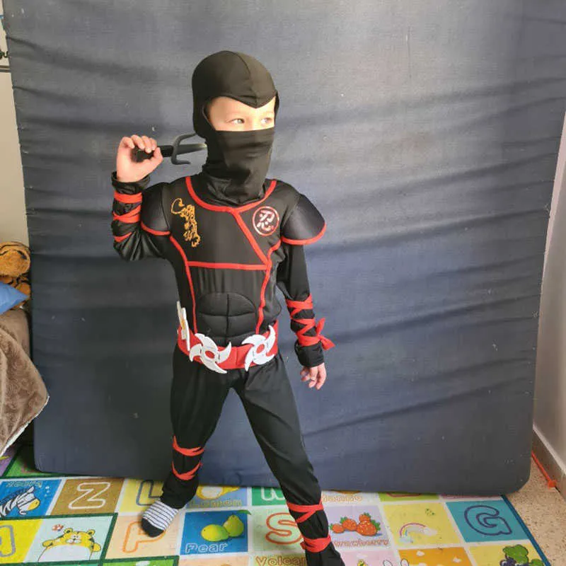 Ninja Kostuum Kind Ninja Party Kostuums Jongens Halloween Fancy Dress Anime Cosplay Warrior Ninja Pak Kinderkleding Jumpsuit Set G0925