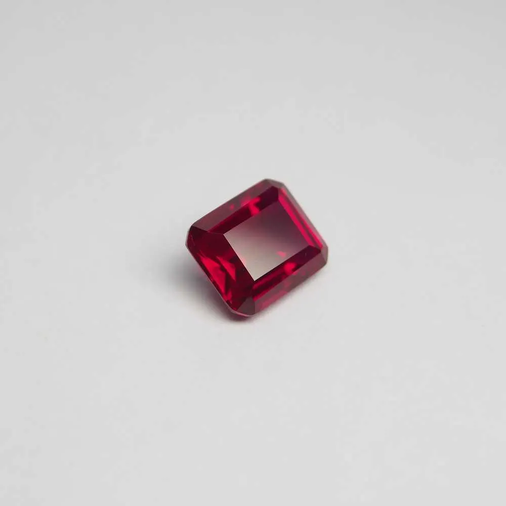 8 * 10mm 5 pezzi / lotto 4 carati laboratorio di alta qualità rosso rubino corindone taglio smeraldo pietra preziosa allentata anello di moda BIY che fa H1015