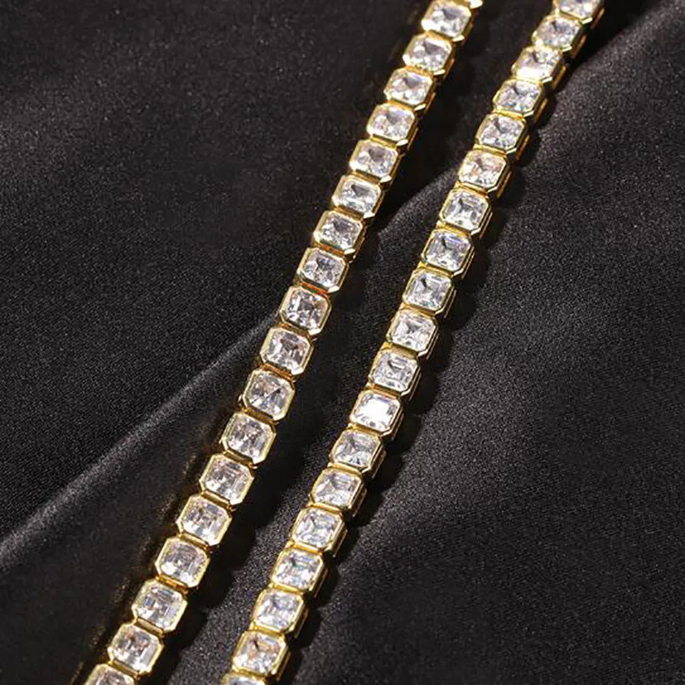 6mm 1 rangée Solitaire Tennis chaîne collier finition argent laboratoire diamants cubique Zircon boucle d'oreille hommes femmes cadeau bijoux 16-22 pouces 200R