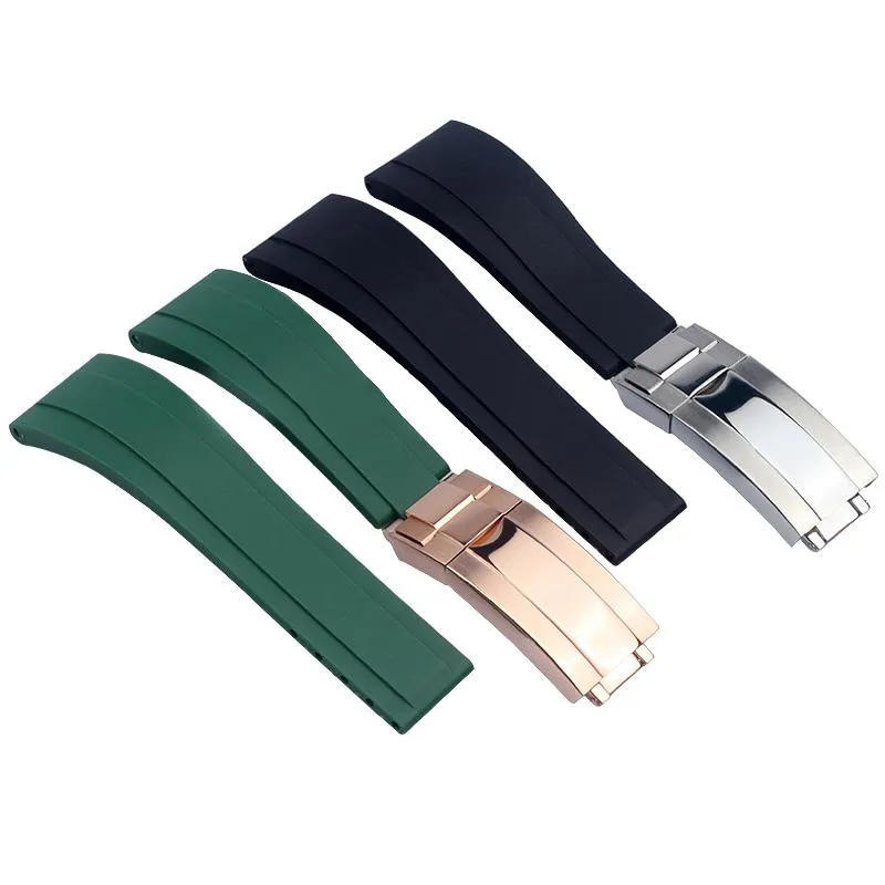 Watch Bands Wristband를위한 고품질 고무 스트랩 20mm 21mm 블랙 블루 녹색 방수 실리콘 시계 밴드 브레이슬릿 2167