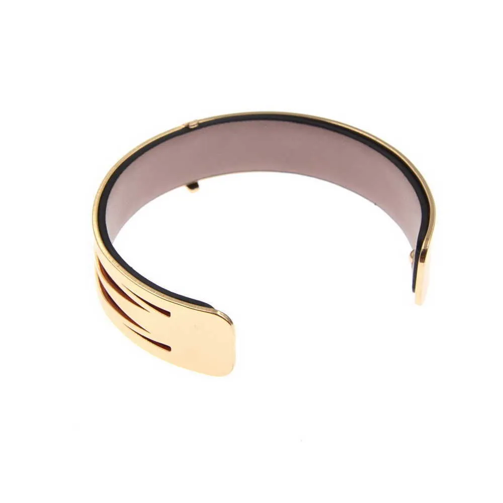 0.5inch Width Kc Gold Reversible Leather Insert Mood Female Cuff Bracelets Women's Bijoux Interchangeable Colourful Open Bangle Q0717