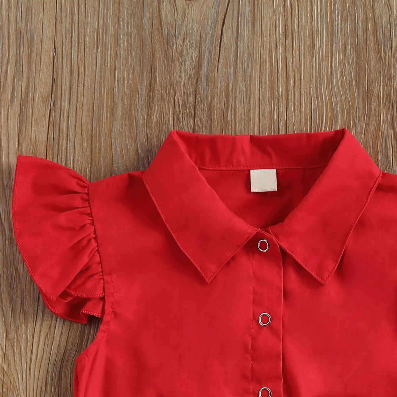 0-24m Verão nascido bebê bebê meninas vermelho conjunto conjunto de roupas de dia dos namorados camisa ruffles shorts bloomers trajes 210515