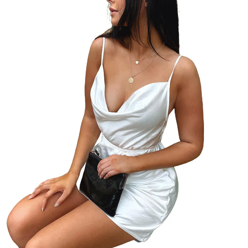 Kobiety Pencil Dress Summer V-Neck Bez Rękawów Mini Wieczór Party Cocktail Clubwear Sexy Damskie Odzież 210522