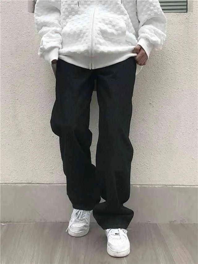 Streetwear Harajuku Black Pants uomo pantaloni larghi oversize stile coreano vita alta pantaloni Hip-hop y2k harajuku estetici H1223