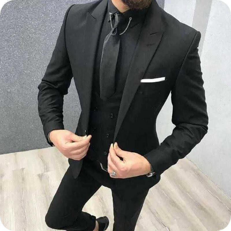 3 pezzi abiti da uomo matrimonio gilet doppio petto abiti da sposo slim fit italiano smoking da sposa bello giacca + pantaloni + gilet X0909