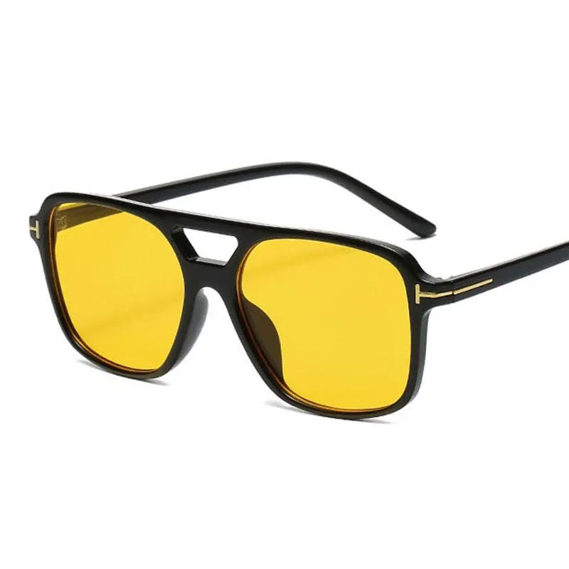 선글라스 빈티지 70 년대 여자 남자 남자 t 노란색 렌즈 스퀘어 일요일 안경 여성 클래식 그늘 안경 UV4003231