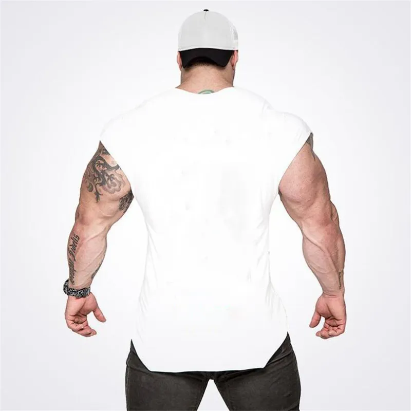 Brand Blank Fitness Tank Top Men Undershirt Koszula Bez Rękawów Summer Gyms Odzież Slim Fit Mięśni Kulturystyka Kamizelka Streetwear 210421