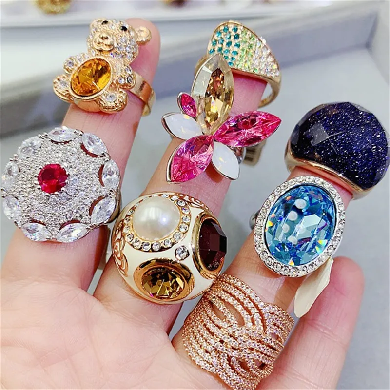 Bagues Vintage en pierres précieuses pour femmes, bague de luxe légère en cristal de Zircon coloré, bijoux en argent S925, fleurs d'animaux 266j
