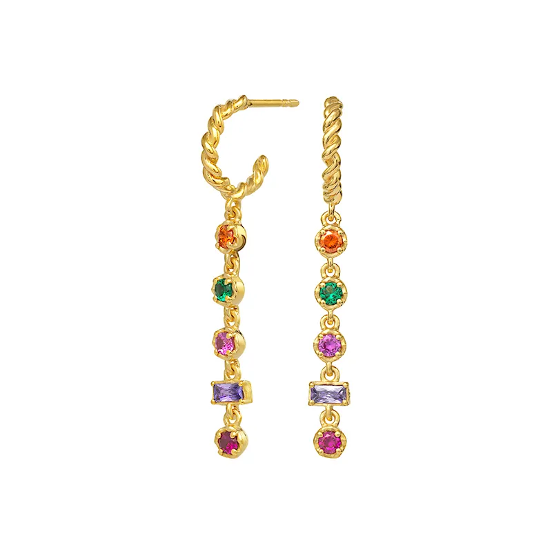 AIDE pendentif coloré pour femmes 925 argent à la mode boucles d'oreilles bijoux Zircon Pendientes Brincos Aretes