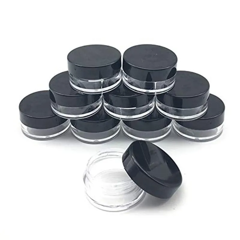 40#3 gram Clear Plastic Jewelry Bead Makeup Glitter Storage Box Small Round Container burkar Make Up Organizer Boxes Bins334a