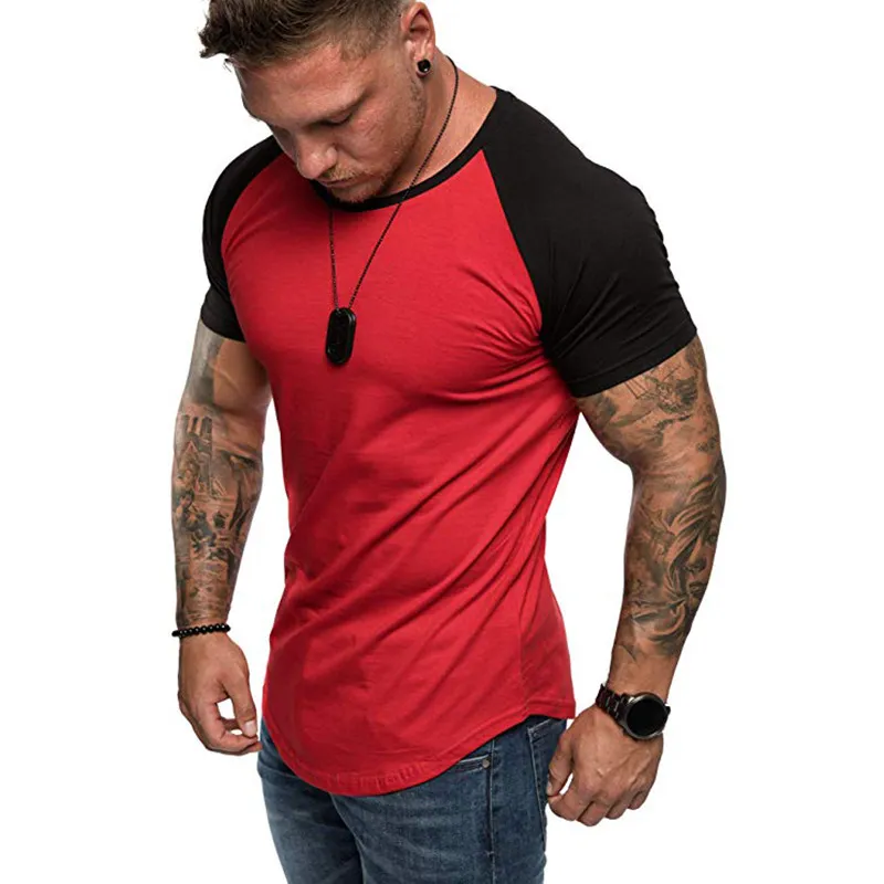 Casual Solid Färg Kortärmad T-shirts Män Sommar Högkvalitativ Raglan T-tröja Mode Hip Hop Top Tees Simple Style Blank Shirt