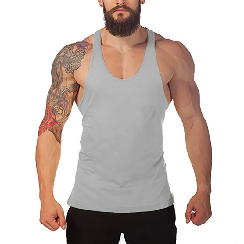 MuscleGuys Bodybuilding Merk Tank Top Mannen Gyms Stringer Tanktop Fitness Singlet Mouwloze Shirt Workout Onderhemd Kleding 210421