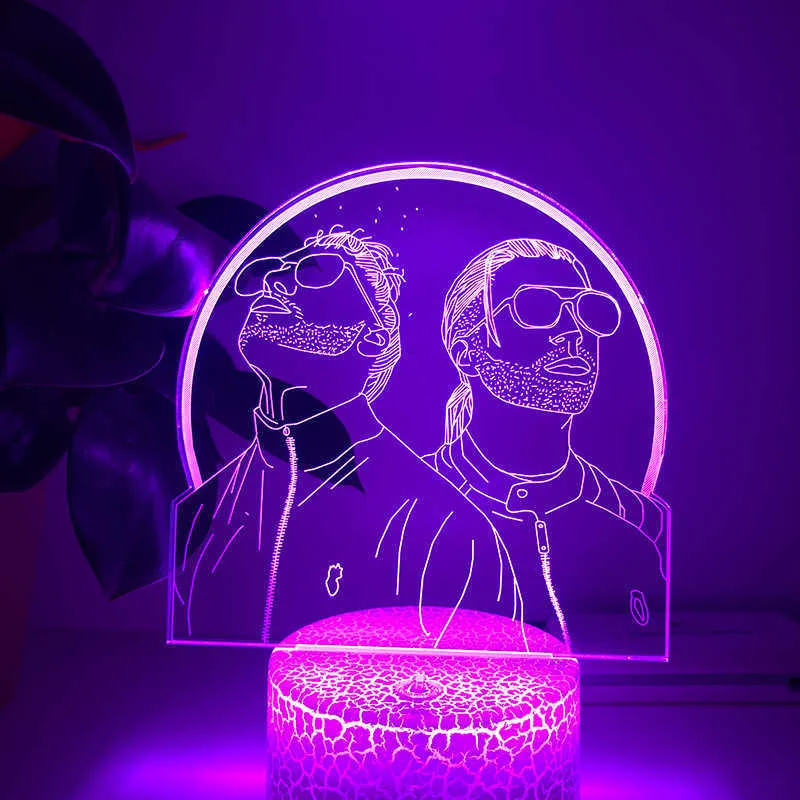 3D LED Night Light Franse rapgroep PNL Home Decor Slaapkamer Cartoon Tafel Veranderende aanraaklamp voor fans Geschenken Licht H09221489609