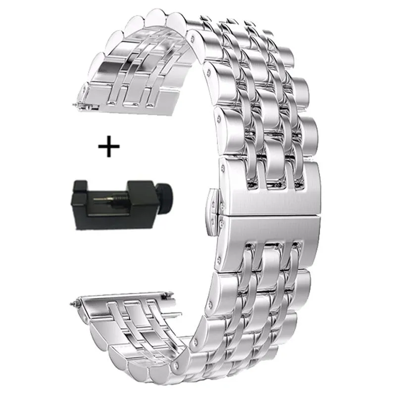 Bracelets de montre pour Galaxy 46mm bande 22mm libération rapide métal solide Bracelet en acier inoxydable Bracelet Bracelet Gear S3 Classic291F