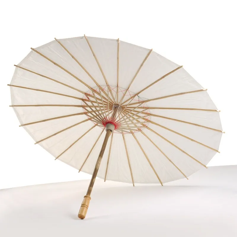 Weiße Bambuspapiere Regenschirm Bastel Ölt Papier Regenschirme diy kreatives leeres Gemälde Braut Hochzeit Parasol