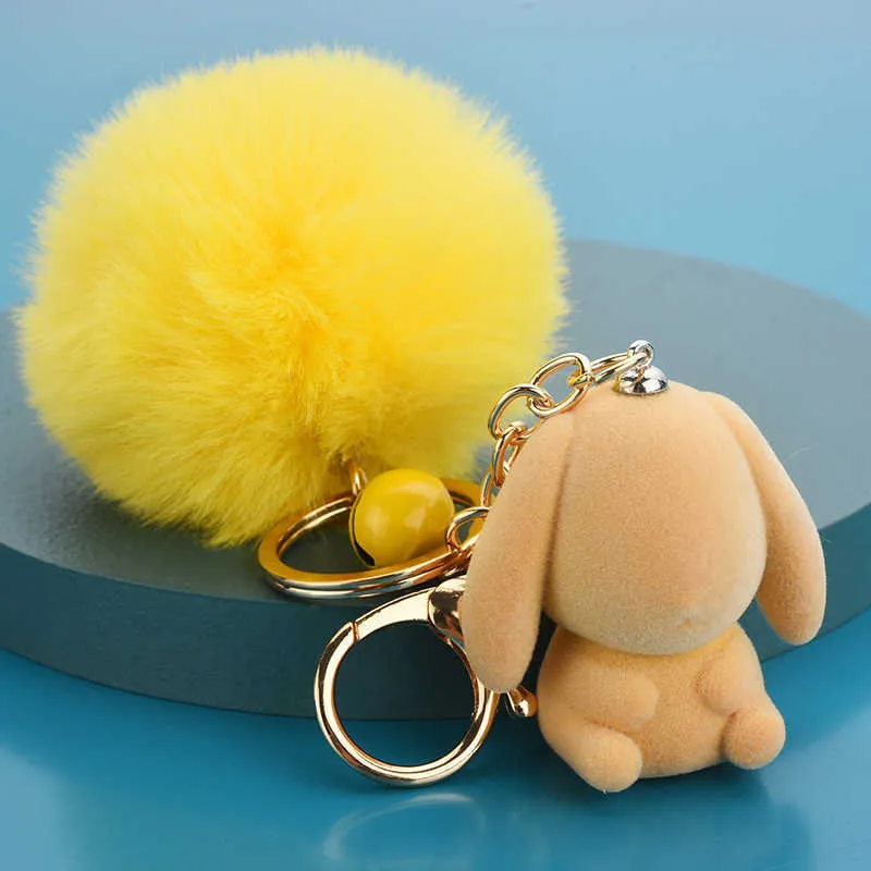 2021 nouveau créatif mignon bébé lapin poupée flocage clé boucle porte-clés mignon Animal lapin dessin animé sac pendentif suspendu G1019