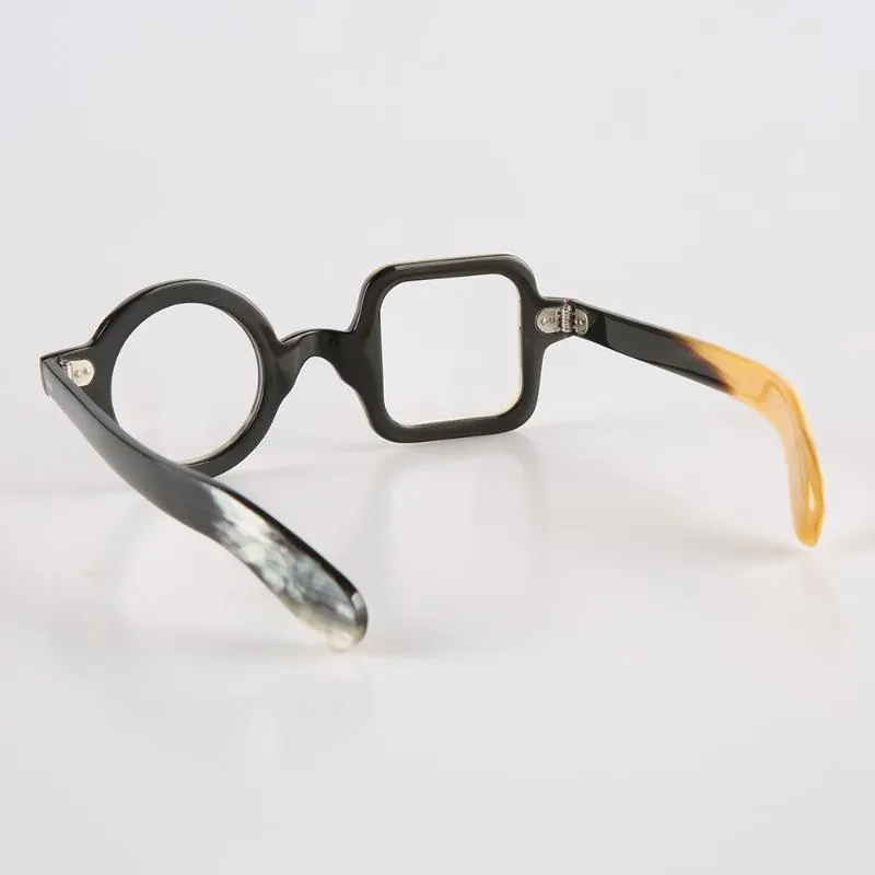 Eşsiz el yapımı beyaz siyah yuvarlak kare boynuz güneş gözlüğü optik gözlük çerçevesi moda çerçeveleri199p
