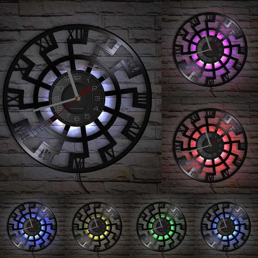 Black Sun Occult Symbol Viking Winyl Record Zegar ścienny Schwarze Sonne Sun Wheel Esoteric Wall Art Clock Norse Decor Home Watch X079068465