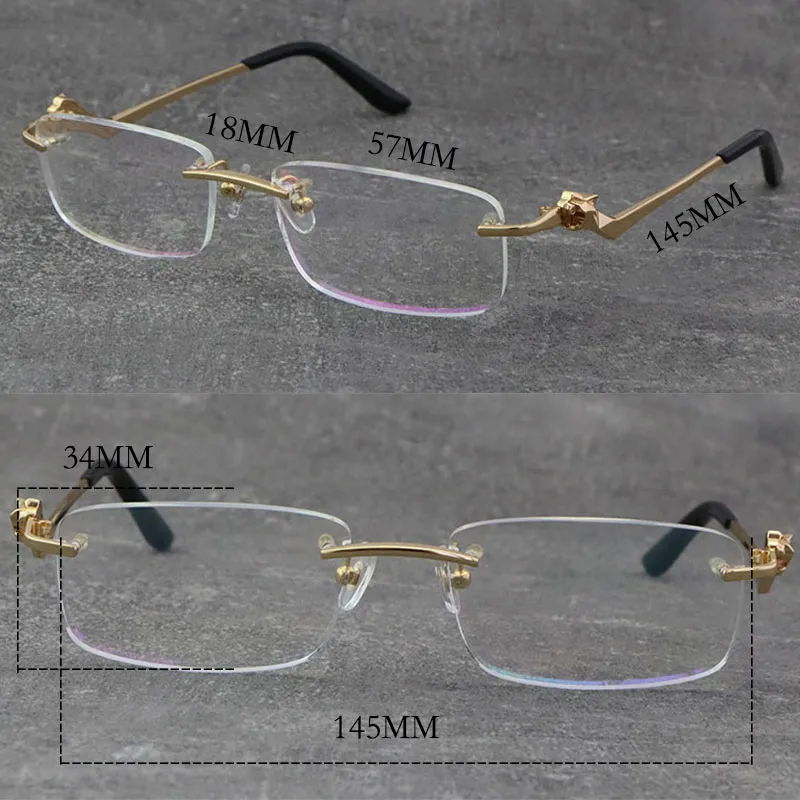 Metalen Klassieke Luipaard Serie Randloze Optische Leesframes Marmeren Brillen 18K Gouden Frame Bril Mannen Bijziend Cat Eye Ronde Ey266x