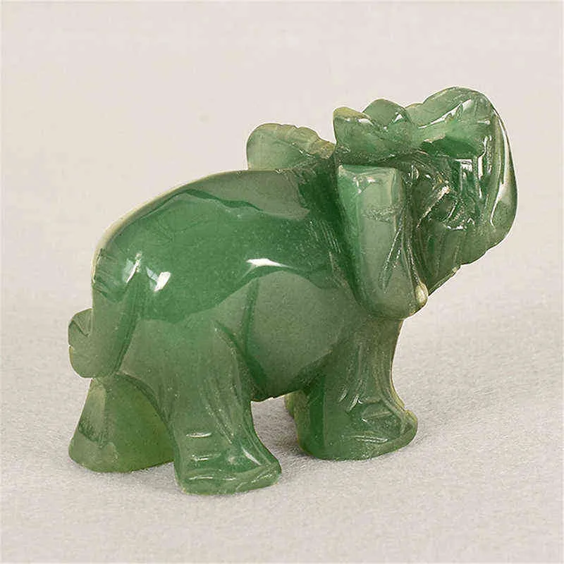 Lucky Elephant Vert Aventurine Jade Ston Fortune Feng Shui Statue Figurine Ornement Chakra Guérison Pierres Artisanat Décor 2201128075633