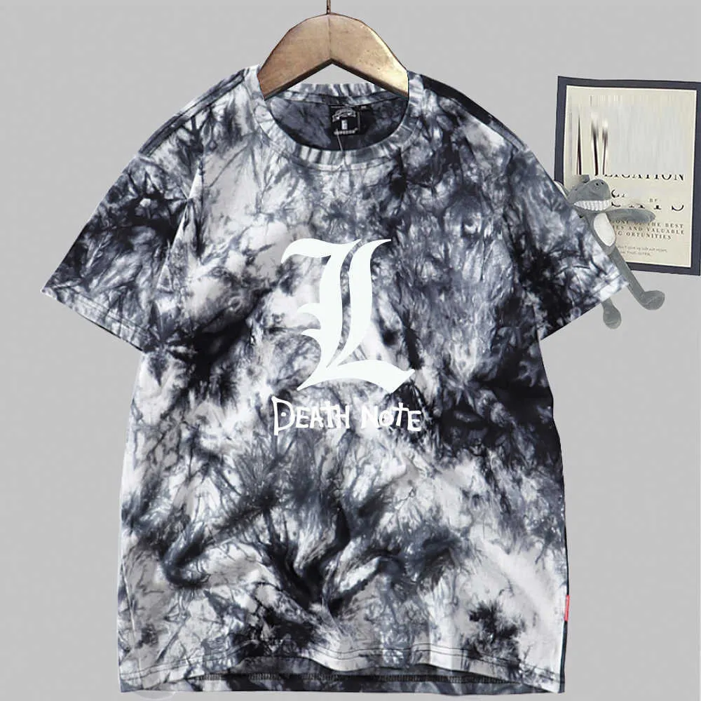 Death Note Anime T-shirt à manches courtes Col rond Tie Dye Imprimer Été Y0809