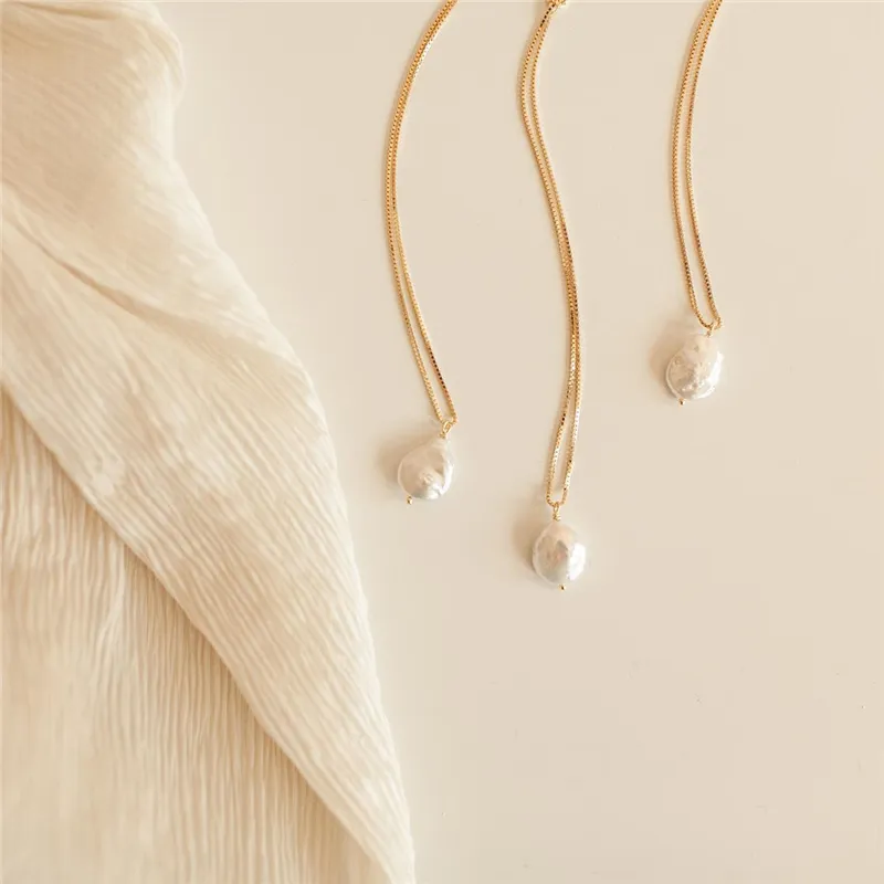 Naturlig barock pärla halsband 14k guld fyllda handgjorda smycken choker pendlar kvinnor bröllop