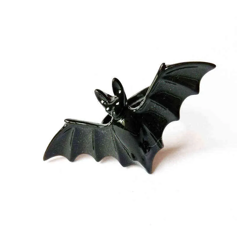 Vintage Gothic Halloween Czarny Bat Biżuteria Otwarcie Regulowany Punk Styl Pierścień Mężczyzna Kobieta Para Hip-Hop Index Purche Pierścień G1125