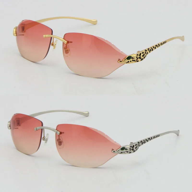 Randlose Mode-Leopard-Serie Gold-Sonnenbrille Metall-Fahrbrille Hochwertiger Designer UV400 3 0 Dicke rahmenloser Diamant C320Z