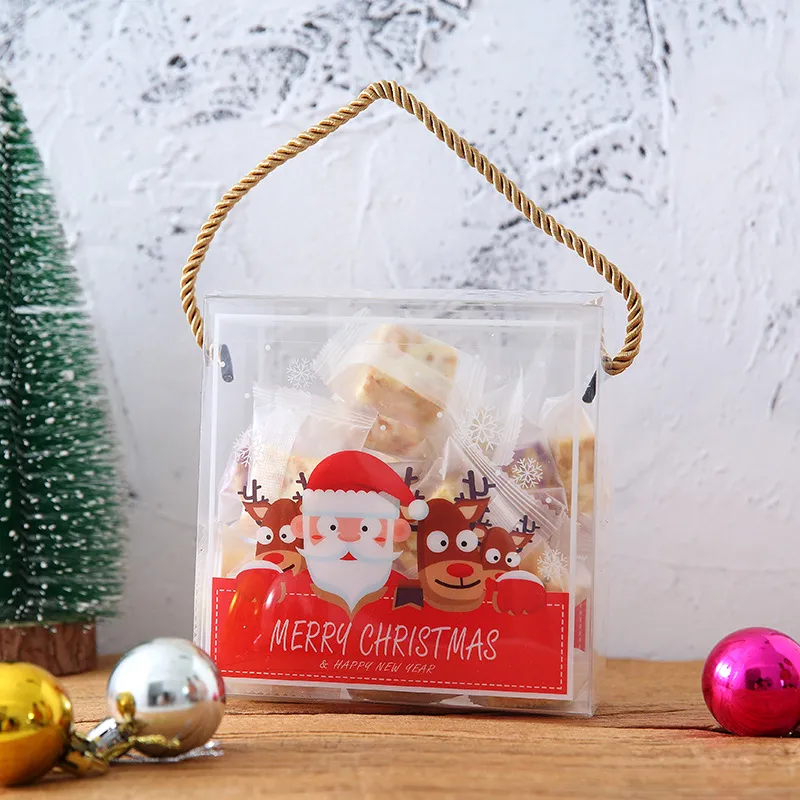 2021 Weihnachten Dekorationen Transparent Candy Box Frühling Festival Geschenk Tragbare Süßigkeiten Keks Geschenk Box