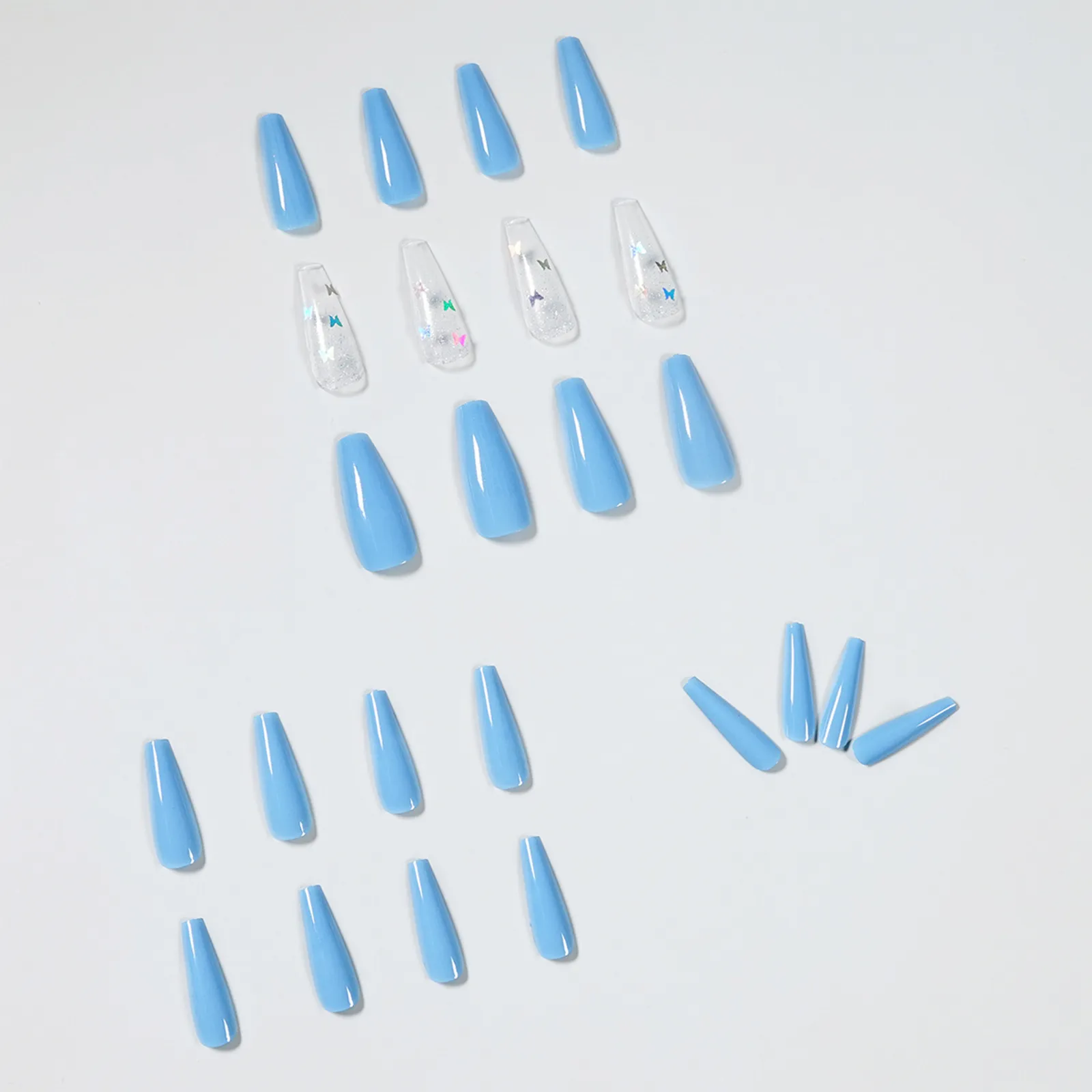 Professional Butterfly False Nails Overhead Coffin Artificial NailTips with Designs Press on Nail FakeNails Set NailArt tool5617627