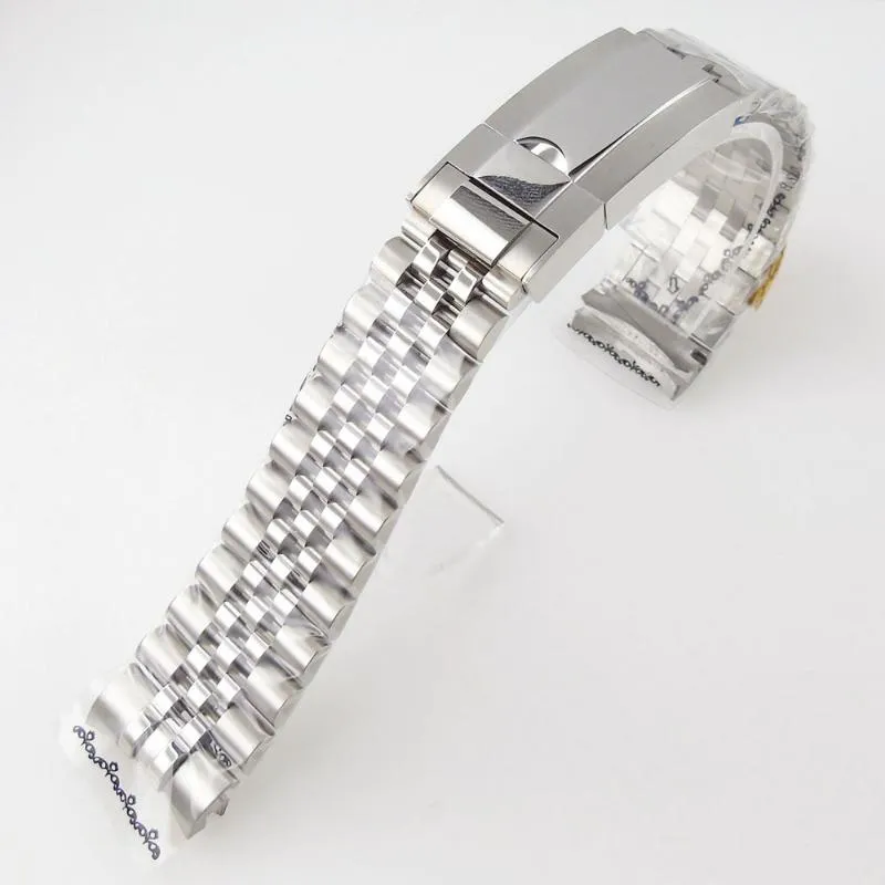 Assista Bandas 20mm Oyster Jubilee Style Strap Watchband 904L Pulseira de Aço Inoxidável Peças de Reposição Escovado Polido Glide Lock System285E