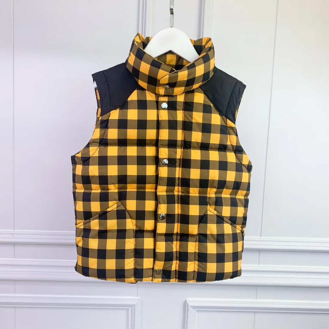 Autumn and Winter Children's Down Jacket Boys and Girls' Plaid Cute Animal Pattern Fashion Vest