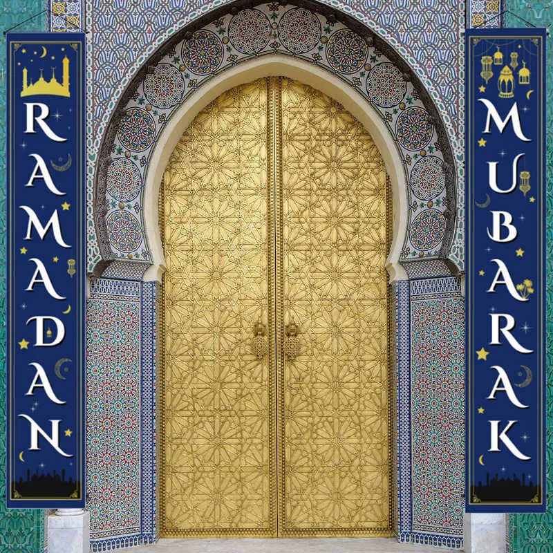Eid Mubarakの家の装飾ぶら下がっているフラグラマダンカリームイスラム教徒のイスラム教Hajj Mubarak EIDギフト210610