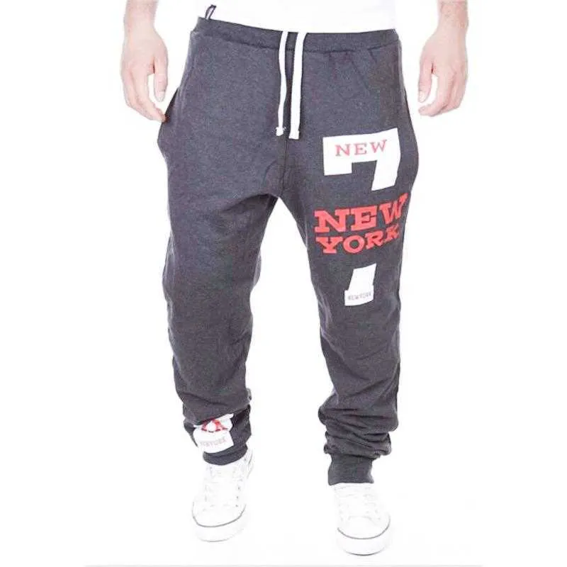 أزياء العلامة التجارية الرجال إلكتروني طباعة sweatpants الذكور ركض فضفاض الورك البوب ​​عارضة السراويل المسار السراويل calca masculina 211013