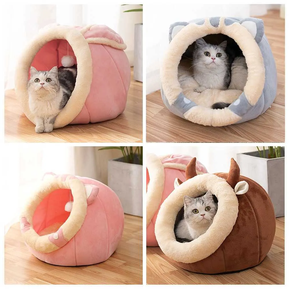 Cat House Pet Basket s Cushion Dog Bed Accessories Carpet Cozy Kitten Lounger Tent Mat Bag For Washable Cave 210722