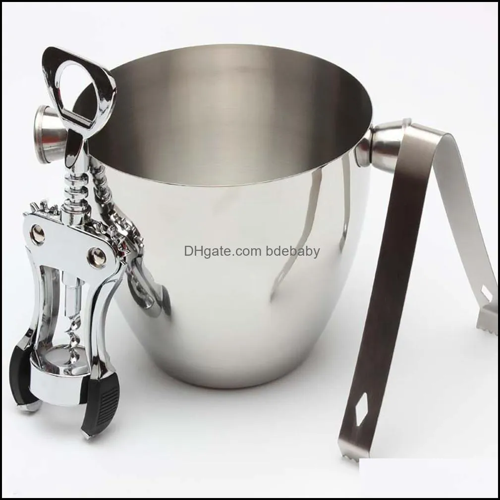 Wine Cocktail Mixing Bar Set Bartender Kit Essential Bar ware 750ml 550ml Stainless Steel Shaker Ice Bucket Double Sided Jigger